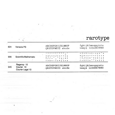 Nakajima/Swintec Bookface Academic 10 Printwheel by Rarotype
