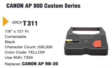 GRC Compatible Canon AP 800 Custom Series Ink Ribbon (Black) (T311)