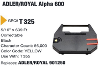 GRC Compatible Adler/Royal Alpha 600 Ink Ribbon (Black) (T325)
