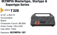 GRC Compatible Olympia Mastertype, Startype & Supertype Series Ink Ribbon (Black) (T328)
