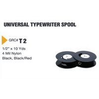 GRC T2BR universal black and red typewriter ink ribbon on dual spools for manual typewriters